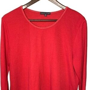 Carolyn Taylor Essential Jewel Neck Long Sleeve Loose Fit Knit Red Ladies Size M